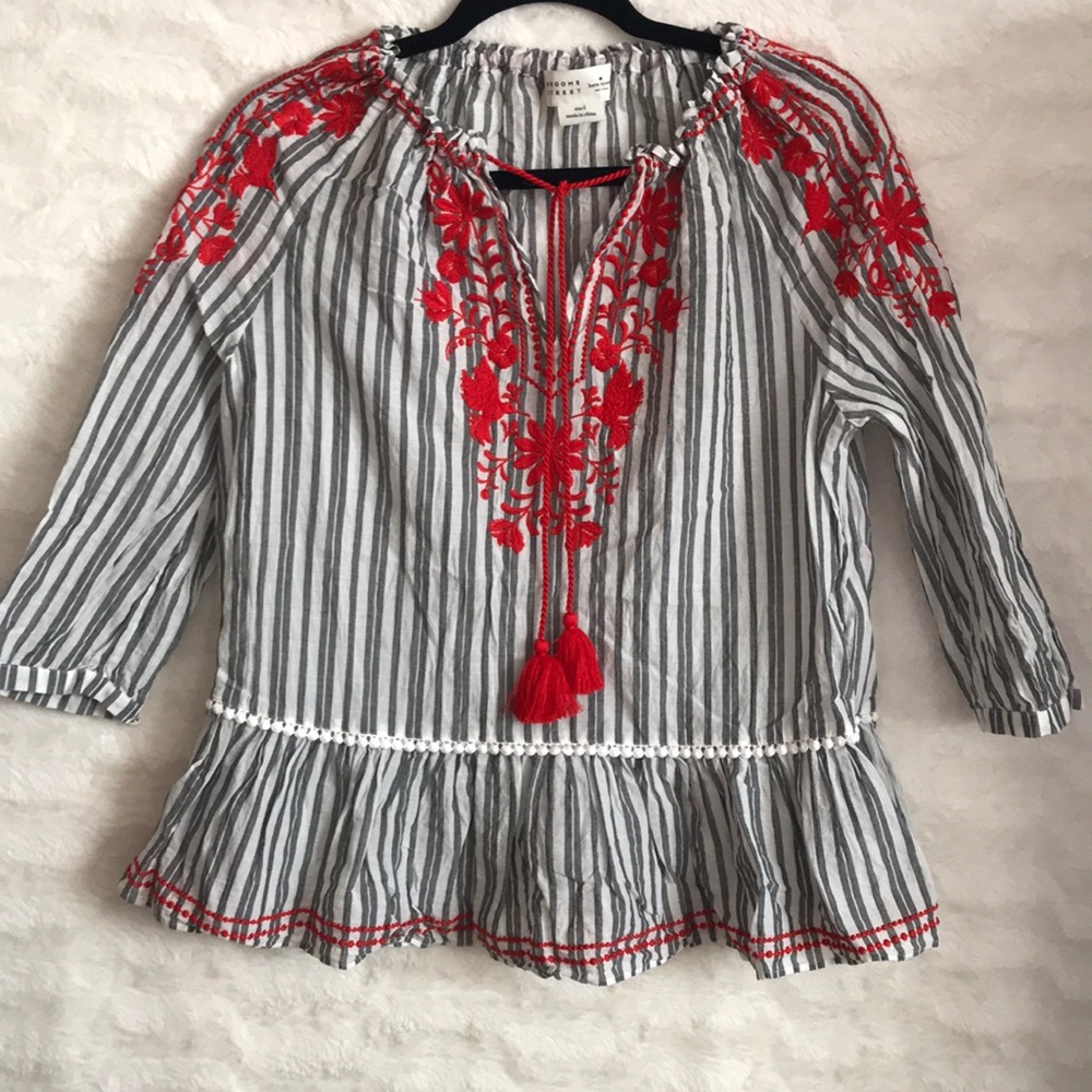 NWOT Kate Spade striped embroidered blouse
